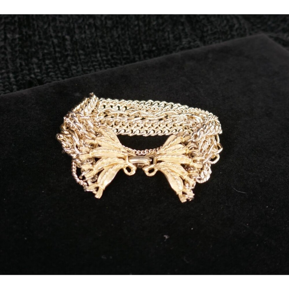 Bracelet Vintage ART Arthur Pepper 9-Strand Gold-Tone Statement Chain 7 inch